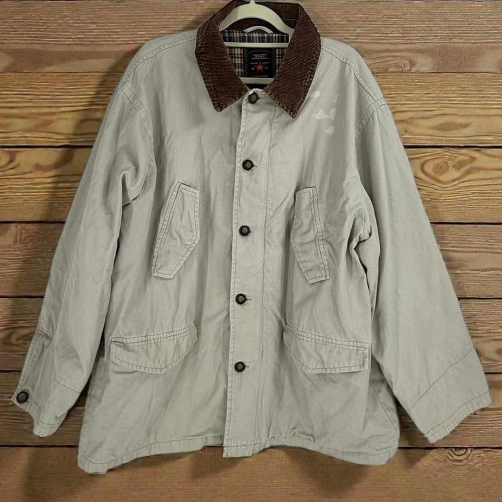 American Eagle Outfitters Canvas Field Corduroy Collar Plaid Lined Barn Coat